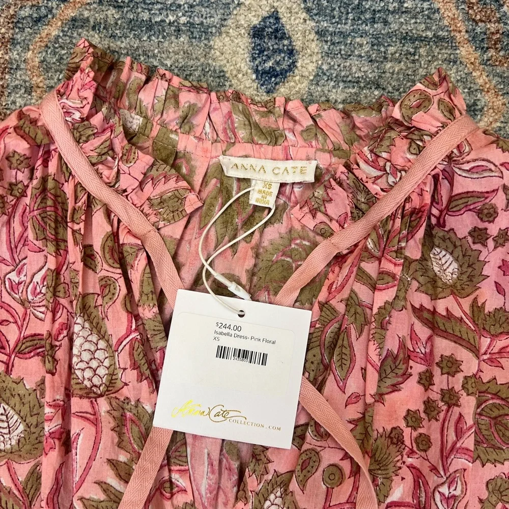 NWT Long Sleeve Anna Cate Isabella Dress, Baby Pink Floral - Picture 6 of 7